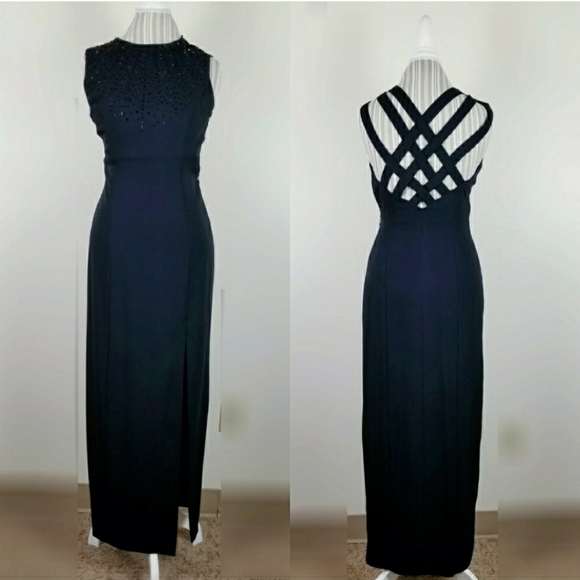 Liz Claiborne Vintage Elegant Black Evening Gown - Picture 1 of 6